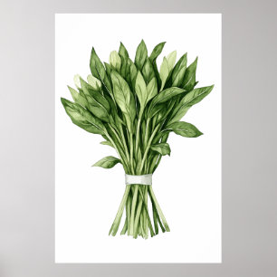 Affiche Bouquet de Mariage d'aquarelle de verdure