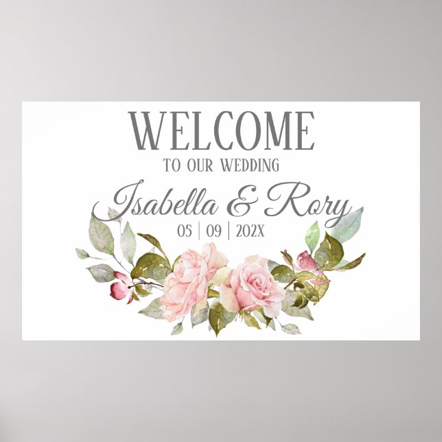 Affiche Bouquet de mariage de roses roses jolies (Devant)