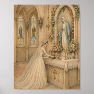 Affiche Bouquet de mariée à l'autel de Marie pour le maria