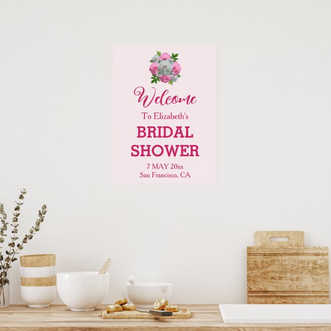 Affiche Bouquet de pivoines pour la douche de la mariée (Cuisine)
