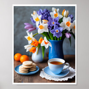 Affiche Bouquet de printemps des jonquilles Hyacinths Teup