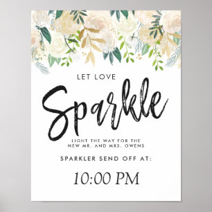 Affiche Bouquet de Rose Blanche Que l'Amour étincelle