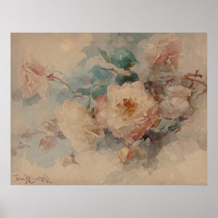 Affiche Bouquet de Rose - Franz Bischoff