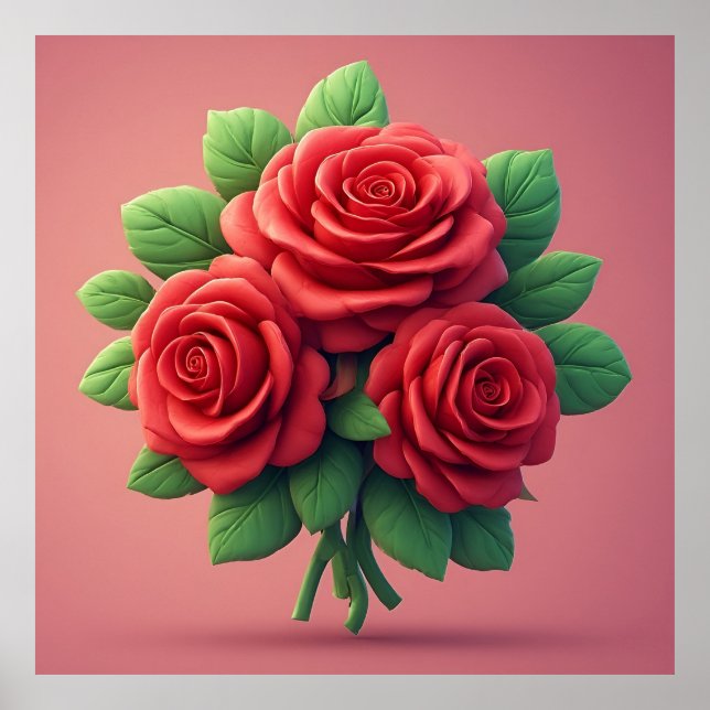 Affiche Bouquet de roses (Devant)