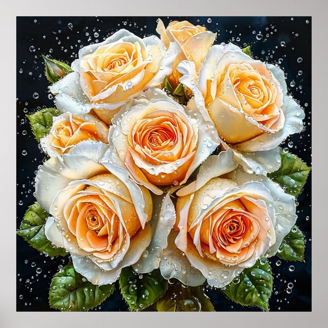 Affiche 🌹 Bouquet de roses blanches élégant pour une mais (Devant)