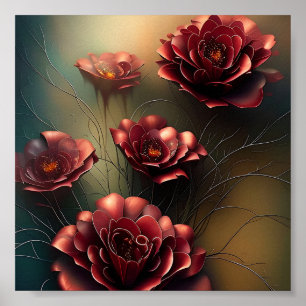 Affiche Bouquet de roses cuivrées