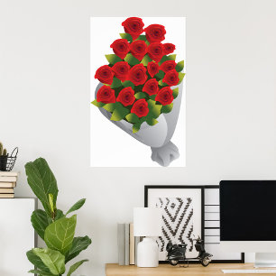 Affiche Bouquet De Roses Rouges