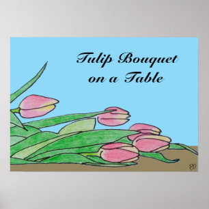 Affiche Bouquet de Tulip sur une table Brown