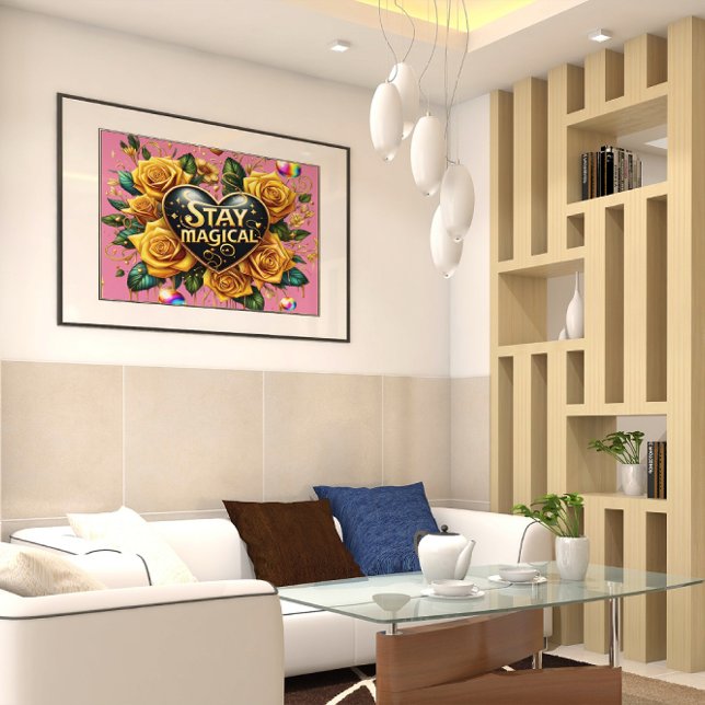 Affiche Bouquet enchanteur de Roses d'or et coeur 16x12 (Créateur téléchargé)