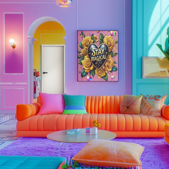 Affiche Bouquet enchanteur de Roses d'or et coeur 18x24 (Créateur téléchargé)