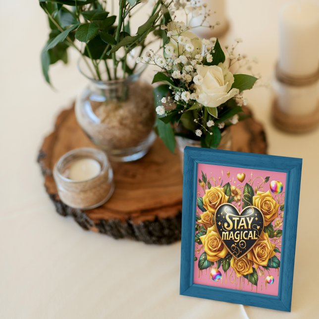 Affiche Bouquet enchanteur de Roses d'or et coeur 8x10 (Créateur téléchargé)