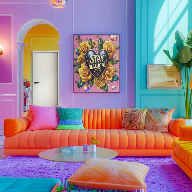 Affiche Bouquet enchanteur de Roses d'or et de coeur 24x36 (Créateur téléchargé)