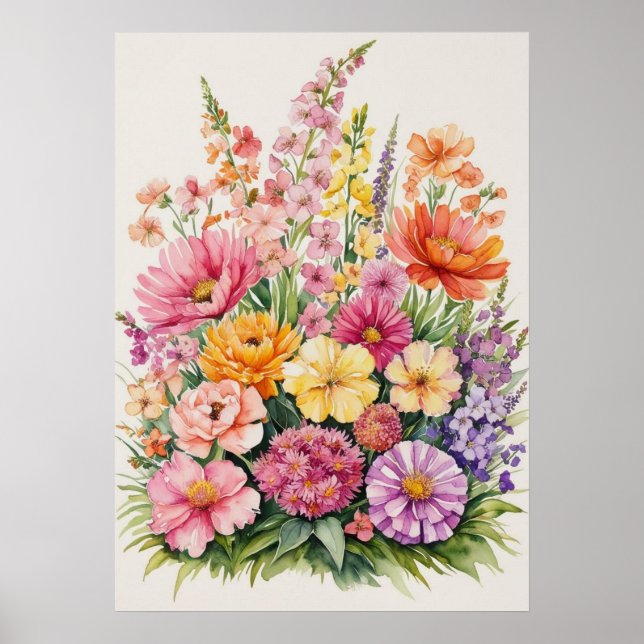 Affiche Bouquet Fleur sauvage florissant (Devant)