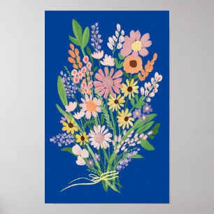 Affiche Bouquet fleur sauvage Peinture Gouache colorée Art