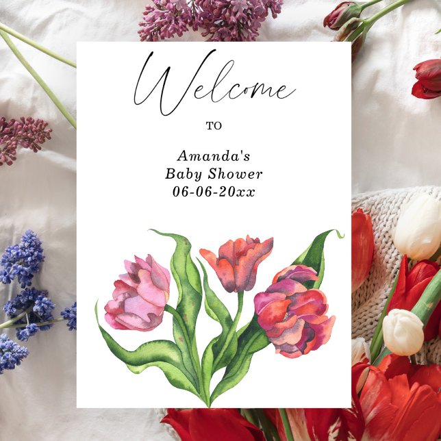 Affiche Bouquet fleurs Accueil baby shower fête (Créateur téléchargé)