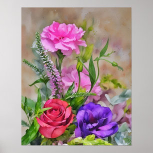 Affiche Bouquet floral Aquarelle style Art