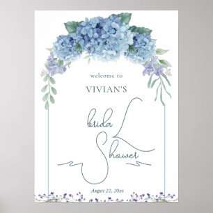 Affiche Bouquet floral bleu poussiéreux Bienvenue à la dou