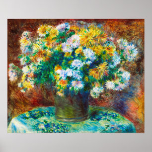 Affiche Bouquet floral doré et blanc Art impressionniste