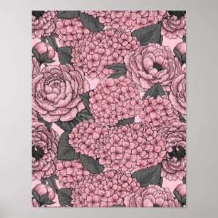 Affiche Bouquet floral en rose