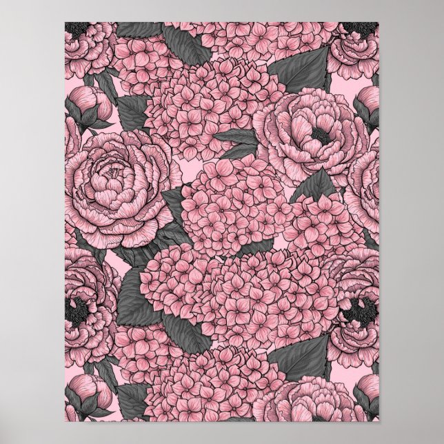 Affiche Bouquet floral en rose (Devant)