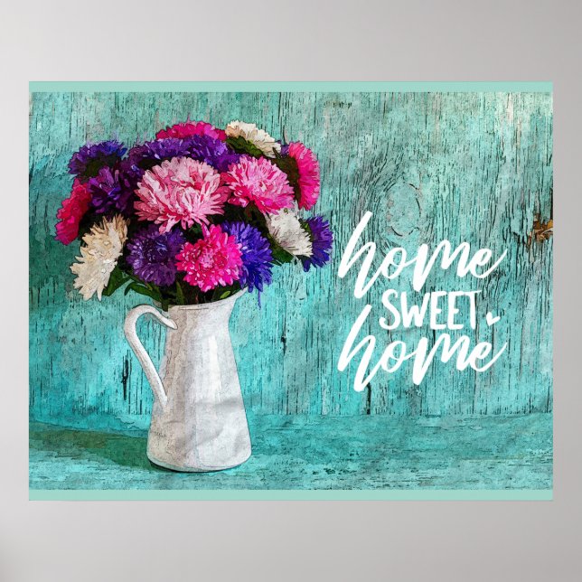 Affiche Bouquet Floral Maison Sweet Home (Devant)