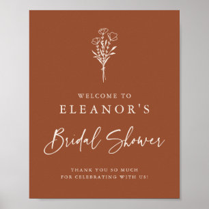 Affiche Bouquet Floral Minimaliste en Terracotta pour Ente
