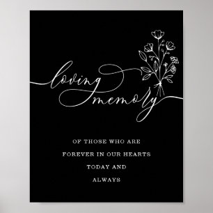 Affiche Bouquet floral noir Schwarz Mémoire aimante