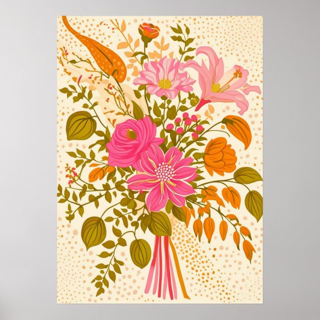 Affiche Bouquet floral rétro Imprimer (Devant)