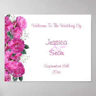Affiche Bouquet Floral Romantique Bienvenue de Mariage