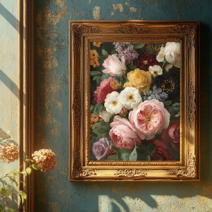 Affiche Bouquet Floral Romantique Français Vintage Art Fin