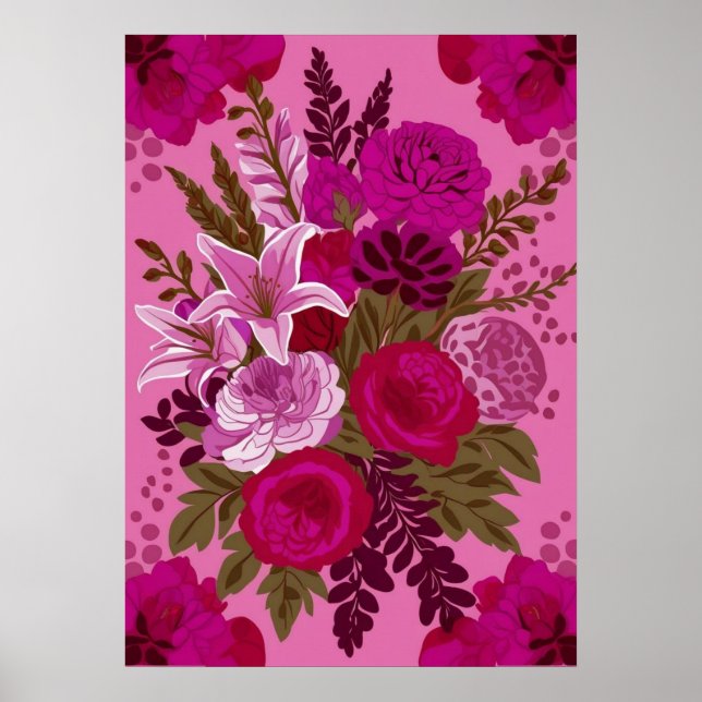 Affiche Bouquet floral rose gras Ar (Devant)