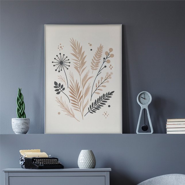 Affiche Bouquet floral scandinave neutre Motif d'art (Créateur téléchargé)