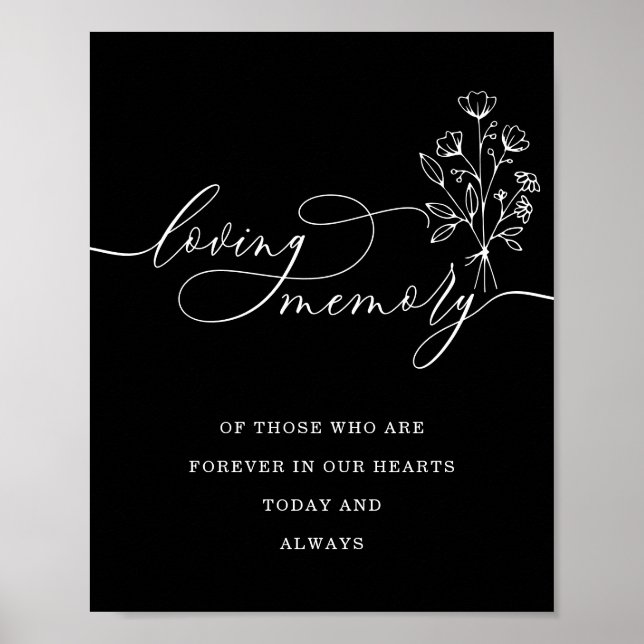 Affiche Bouquet Floral Schwarz noir Mémoire d'amour (Devant)