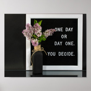 Affiche bouquet lilas avec une citation inspirante