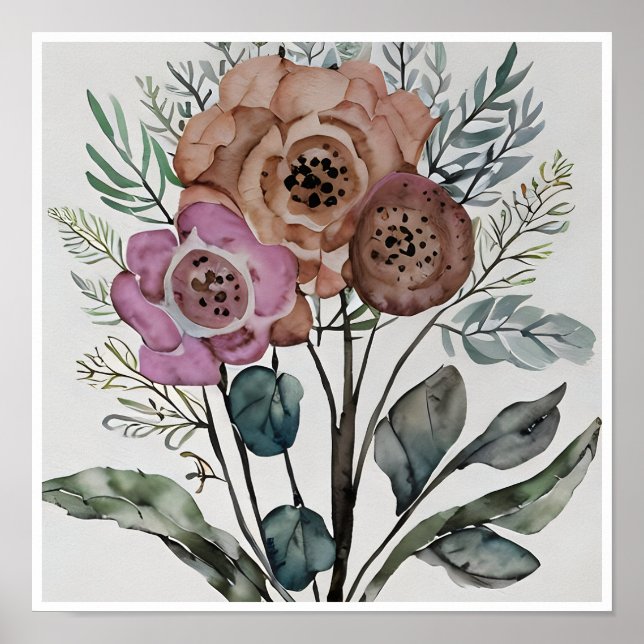 Affiche Bouquet minimaliste de fleurs (Devant)