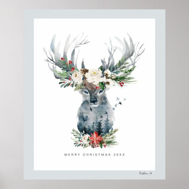 Affiche Bouquet Mystic Christmas Deer Head Flowers (Devant)