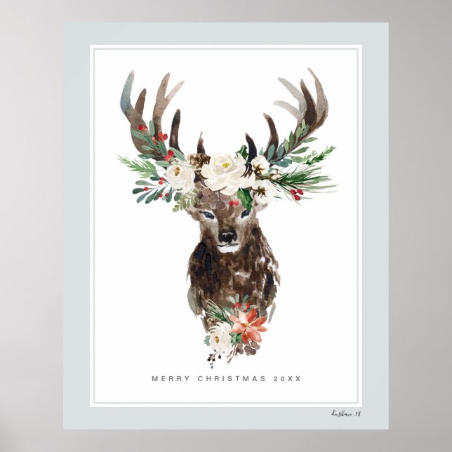 Affiche Bouquet Mystic Christmas Deer Head Flowers (Devant)