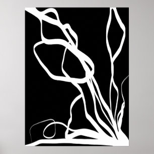 Affiche Bouquet Noir : Abstrait noir et blanc