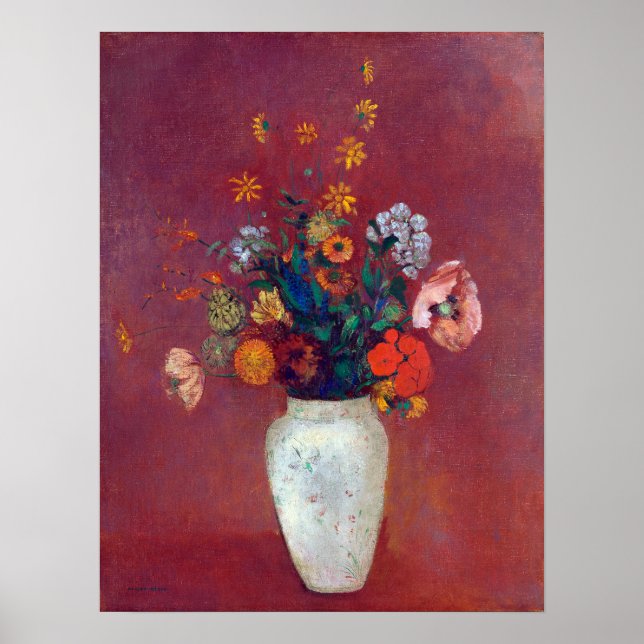 Affiche Bouquet Odilon Redon dans un vase chinois (Devant)