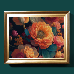 Affiche Bouquet peint de fleurs Gras 4:3