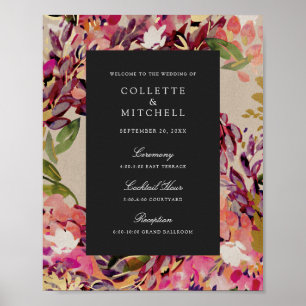 Affiche Bouquet romantique Hot Pink Black Mariage Bienvenu