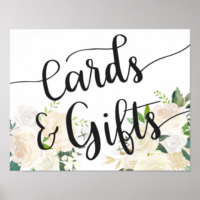 Affiche Bouquet Rose blanche | Cartes et cadeaux (Devant)
