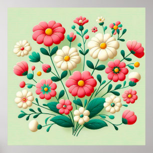 Affiche Bouquet vibrant de fleurs 3d