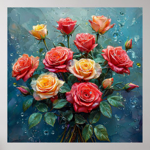 Affiche Bouquet vibrant de roses