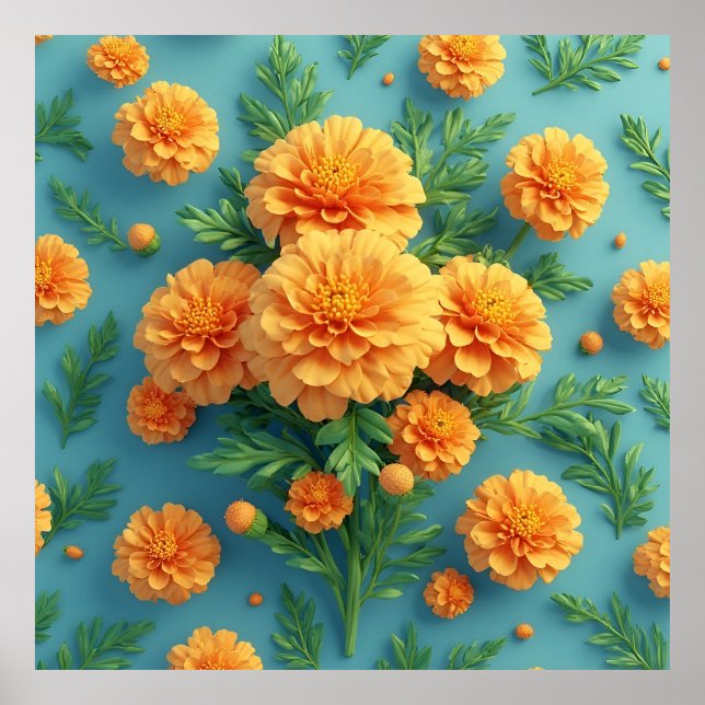Affiche Bouquet vibrant de soucis orange (Devant)