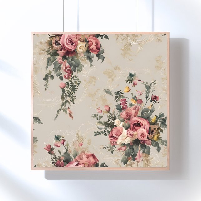 Affiche Bouquet vintage floral beige antique (Créateur téléchargé)