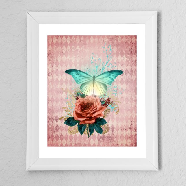 Affiche Bouquet vintage Luna Moth (Créateur téléchargé)