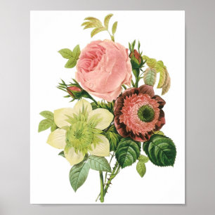 Affiche Bouquet Vintage rose