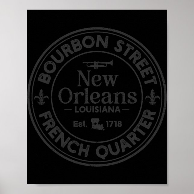 Affiche Bourbon Street French Quarter Est 1718 New Orleans (Devant)