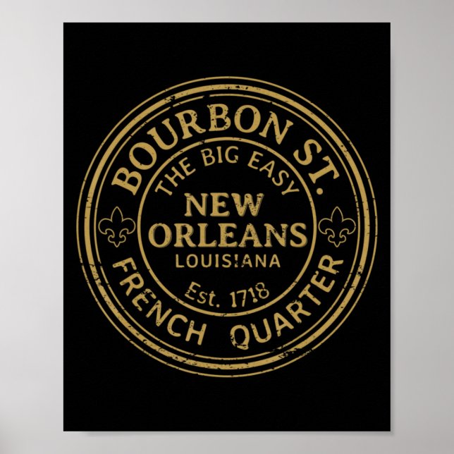 Affiche Bourbon Street New Orleans French Quarter Distress (Devant)
